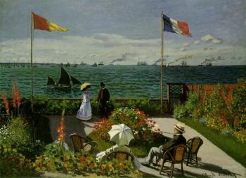 Claude Oscar Monet : Terrace by the Sea at Sainte-Adresse
